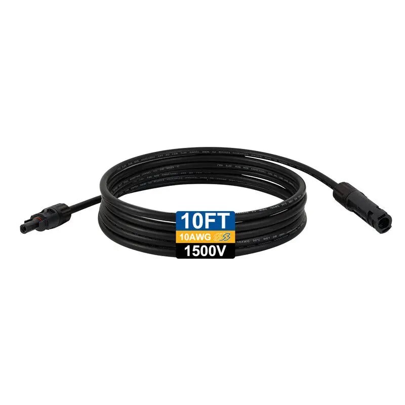 UL & TUV 1500V PV Extension Cable – 10AWG 10-30ft / Single Piece Wire