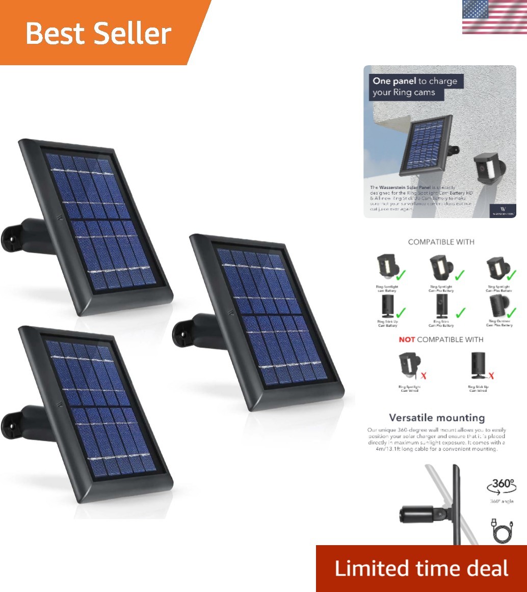 Solar Panel Compatible with Ring Spotlight Cam/Plus/Pro Battery, Stick Up Cam…
