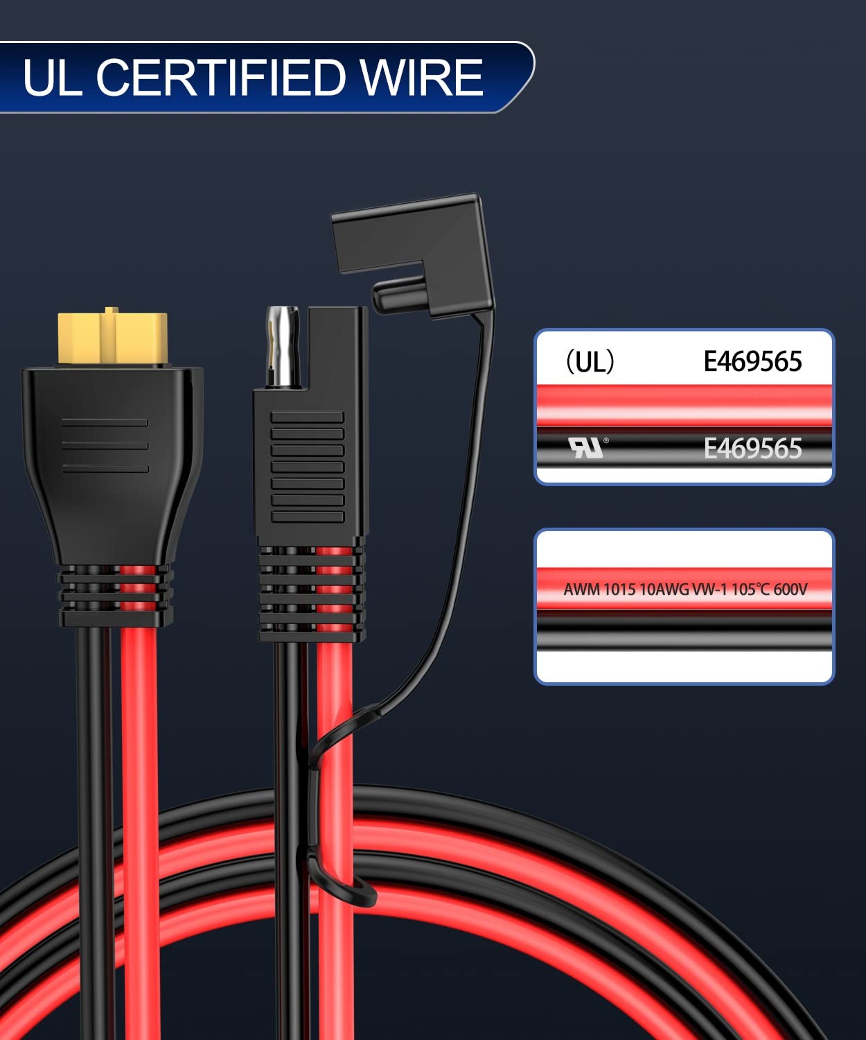 ELECTOP 10AWG SAE to XT60 Connector Extension Cable, XT60 Female Adapter Char…