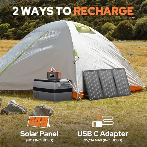 Portable Power Station 120W, 110V Power Bank with AC Outlet, Grey Orange