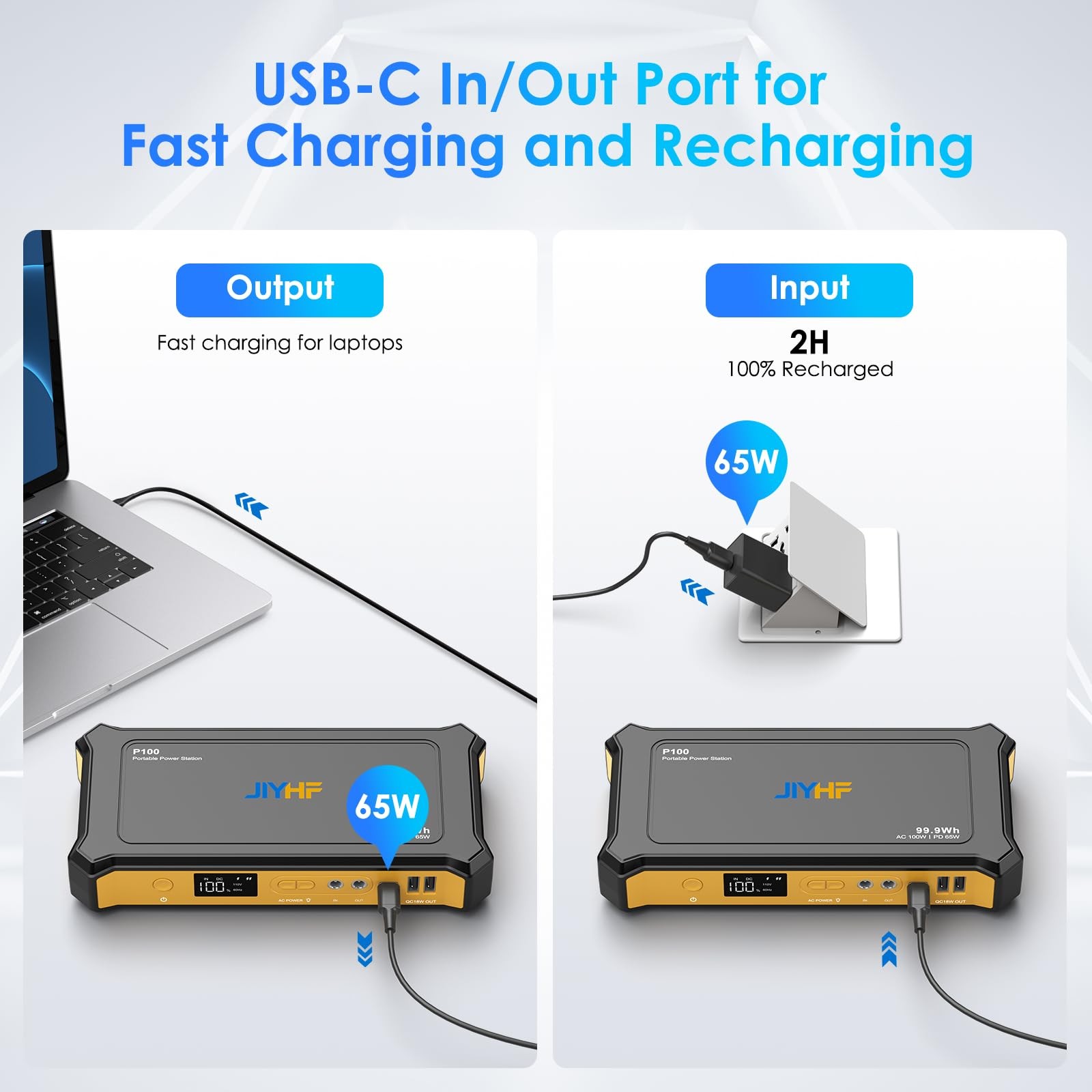 Portable Power Station 99.9Wh, Laptop Charger & Backup Power with 65W USB-C P…