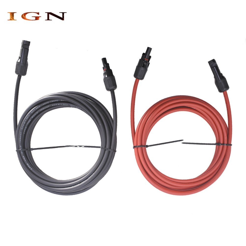 High Quality 10 AWG 15ft 1 Pair Solar Panel Extension Cable Wire Connector