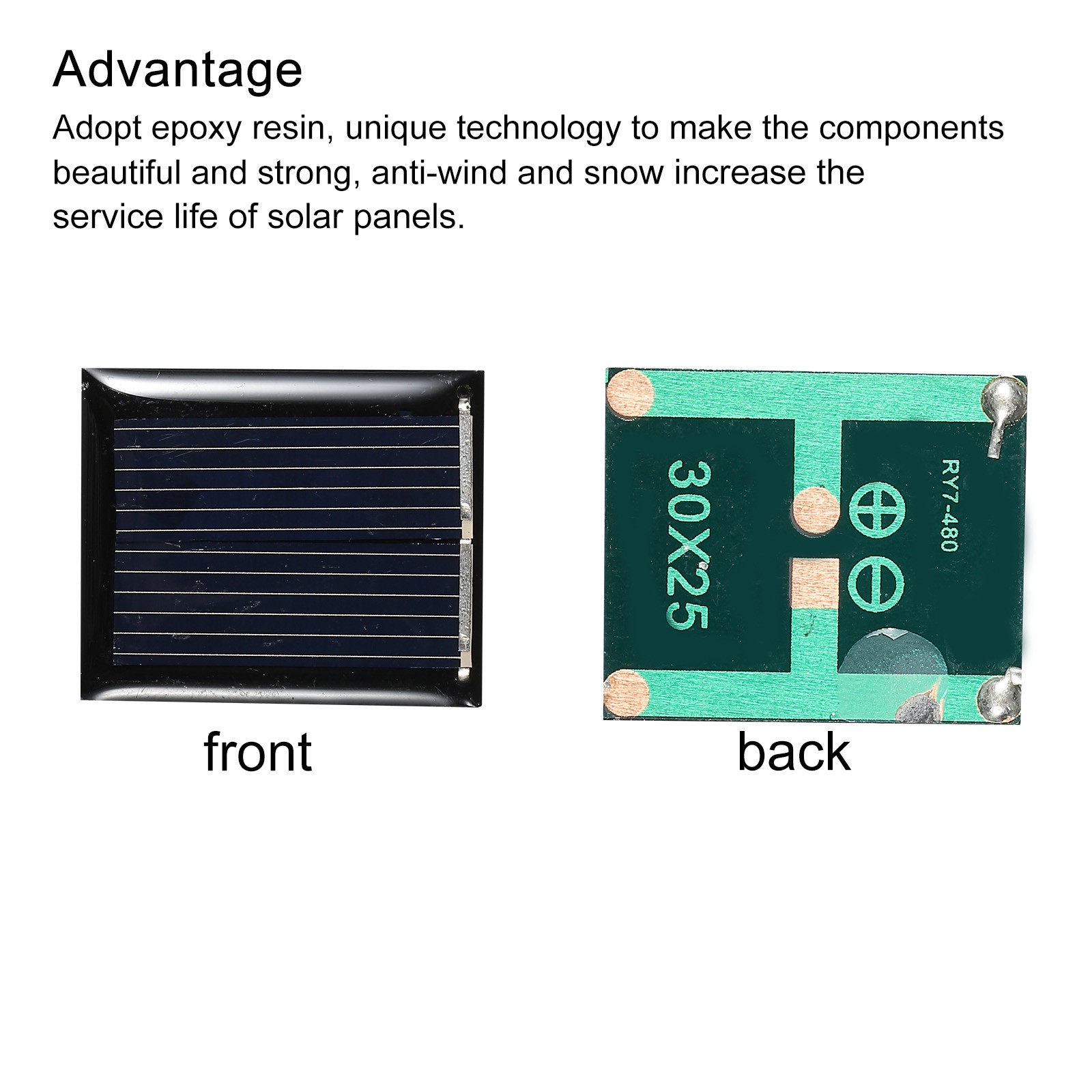 Pack of 10 Mini Solar Panel Cell 1V 80mA 0.08W 30mm x 25mm