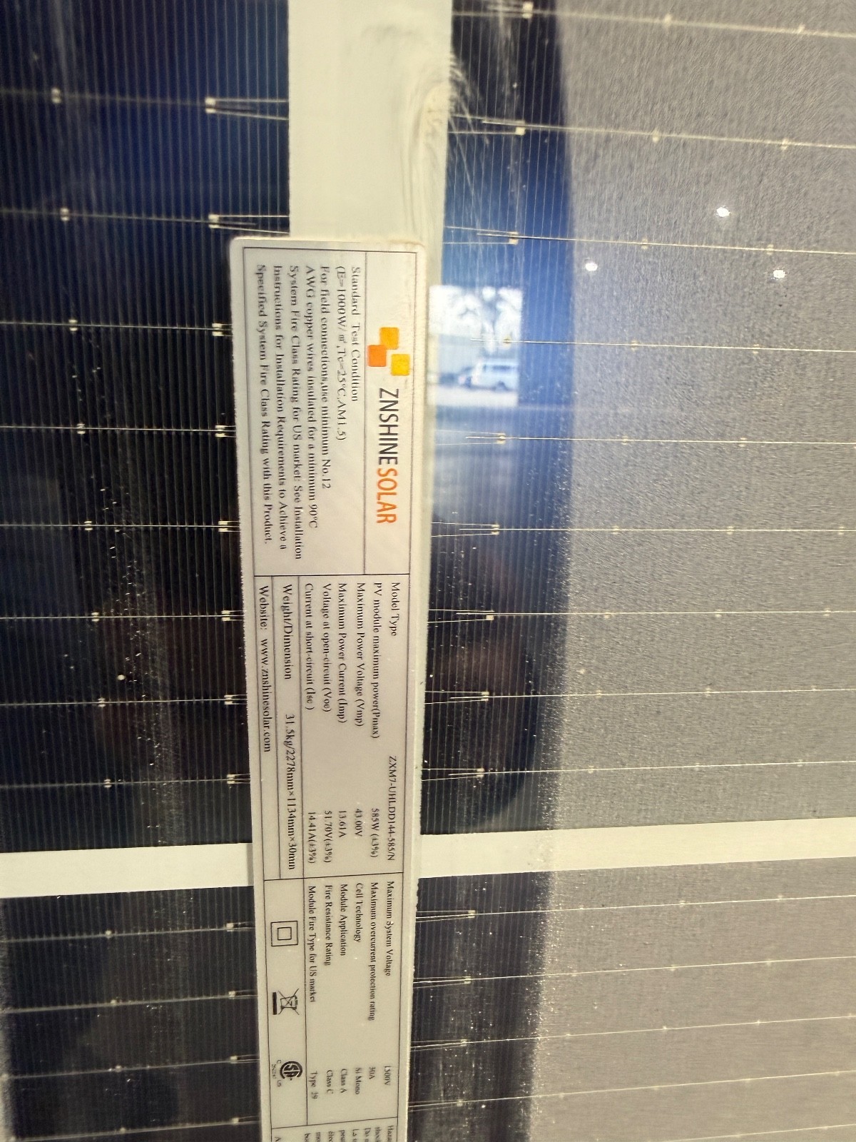 NEW Znshine Solar panel 575W Bifacial 144Cell NO DAMAGE 100% NEW