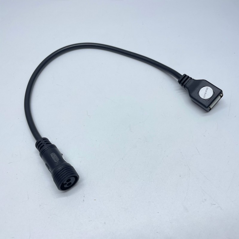 USB To 2pin Female Waterproof Extension Cord 30cm for Outdoor Panel Floodlight