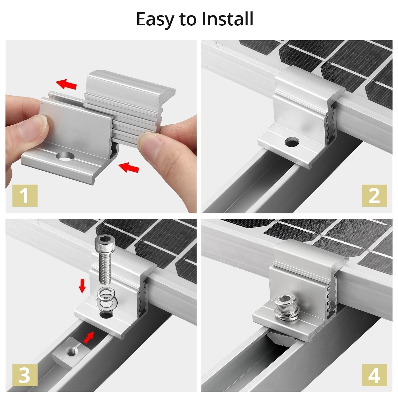 Adjustable Solar Panel Mount Brackets 3050mm 10pc Aluminum Roof Clamp Kit