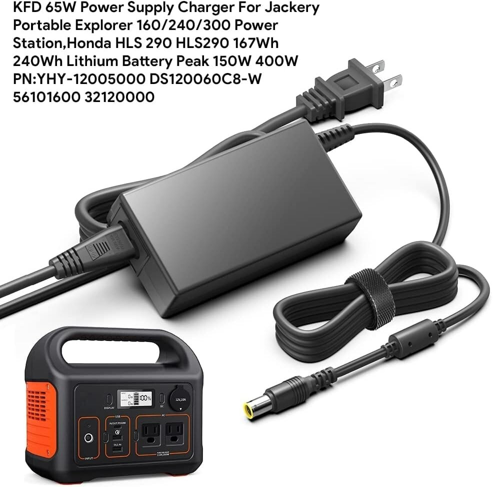 Premium 65W Power Supply Charger: UL/CE/FCC Certified for Jackery Portable Ex…