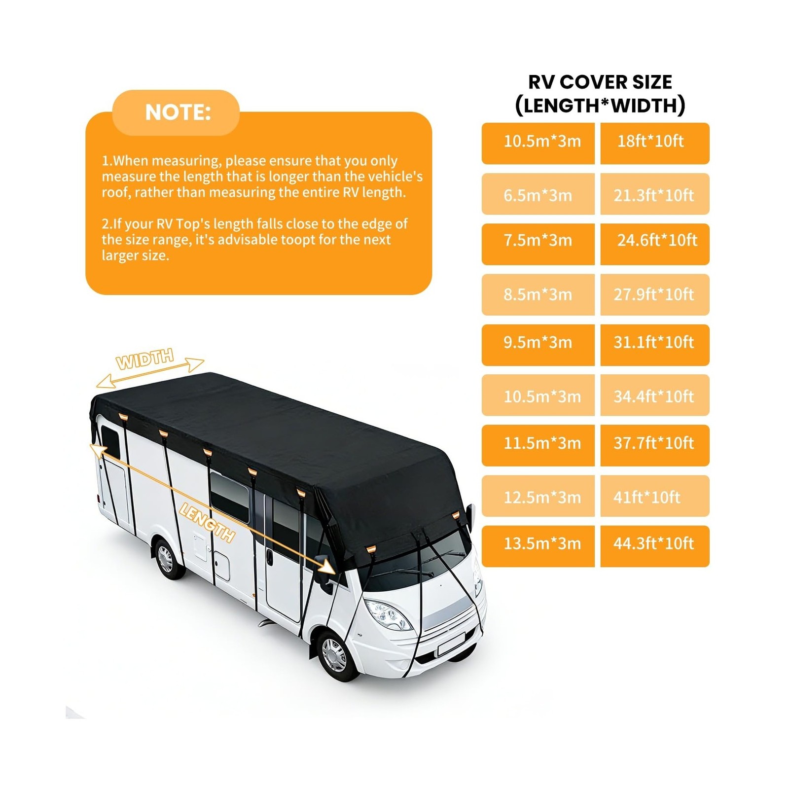 600D Rv Roof Cover Waterproof Fits 31ft to 33ft Motorhome Caravan | Camper Ro…