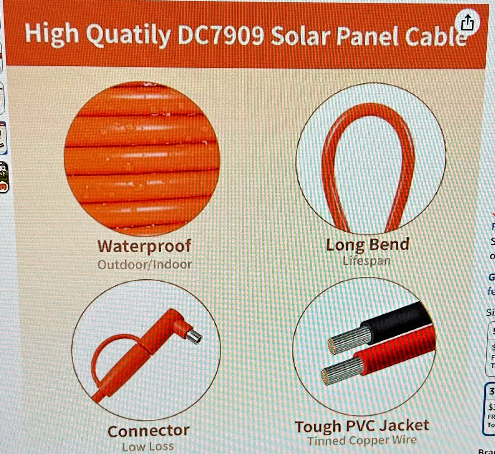 14AWG 8mm Extension Cable for Solar Generators 30FT Solar Panel Cable
