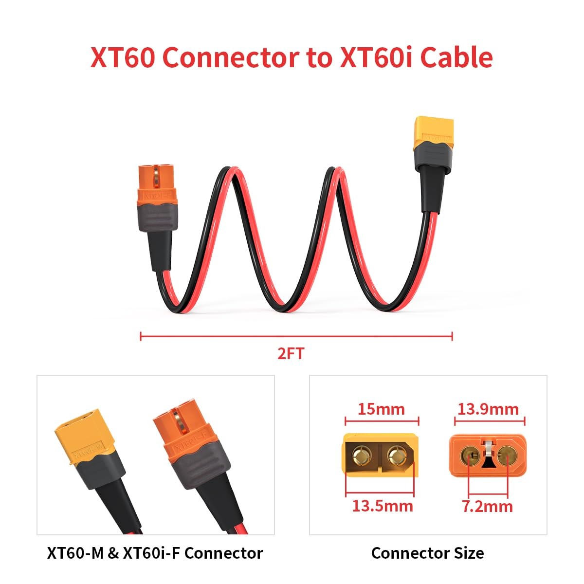ELFCULB XT60i to XT60 Cable 2FT 10AWG