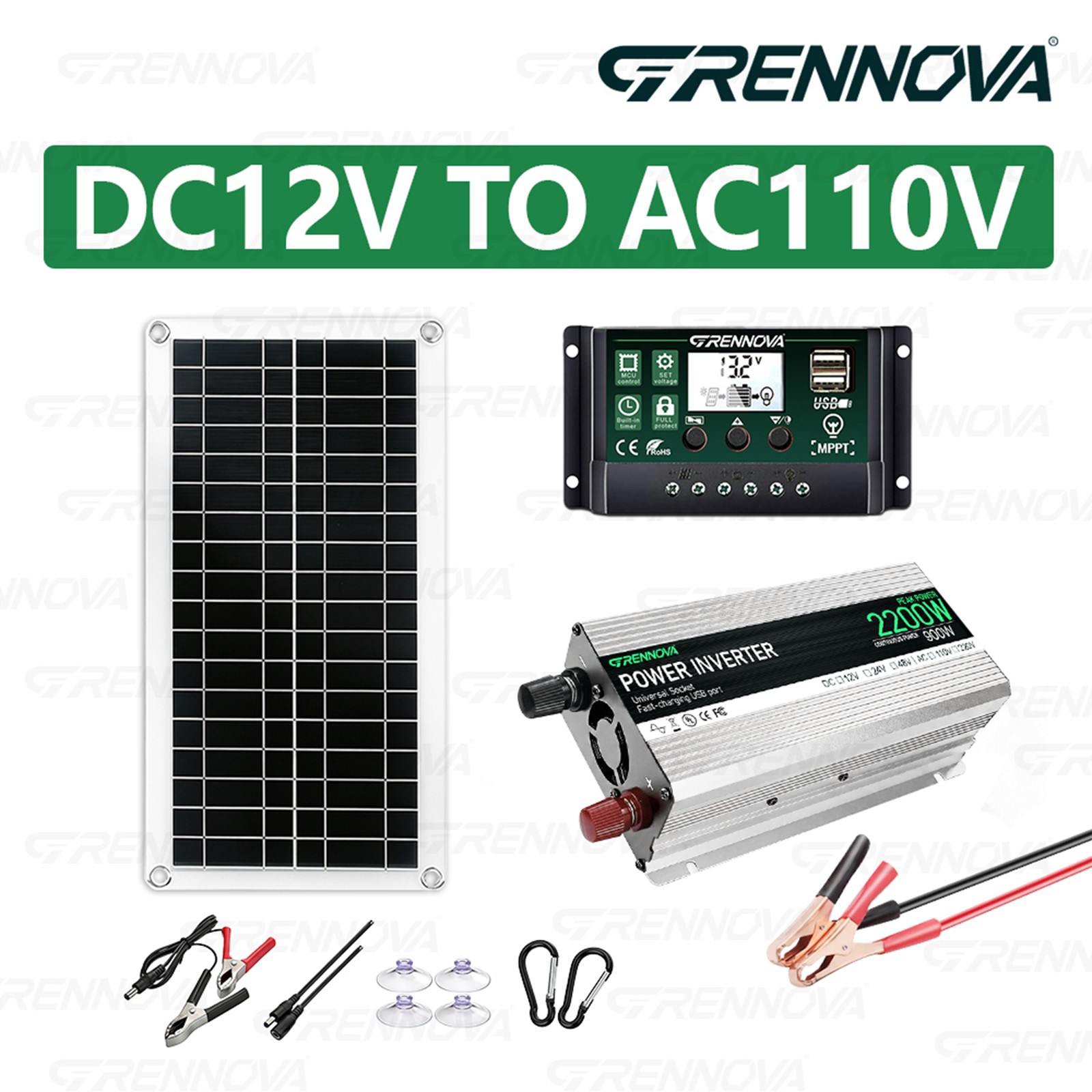 Grennova 2200W Eco Solar Kit 60A MPPT Off-Grid Home RV Backup
