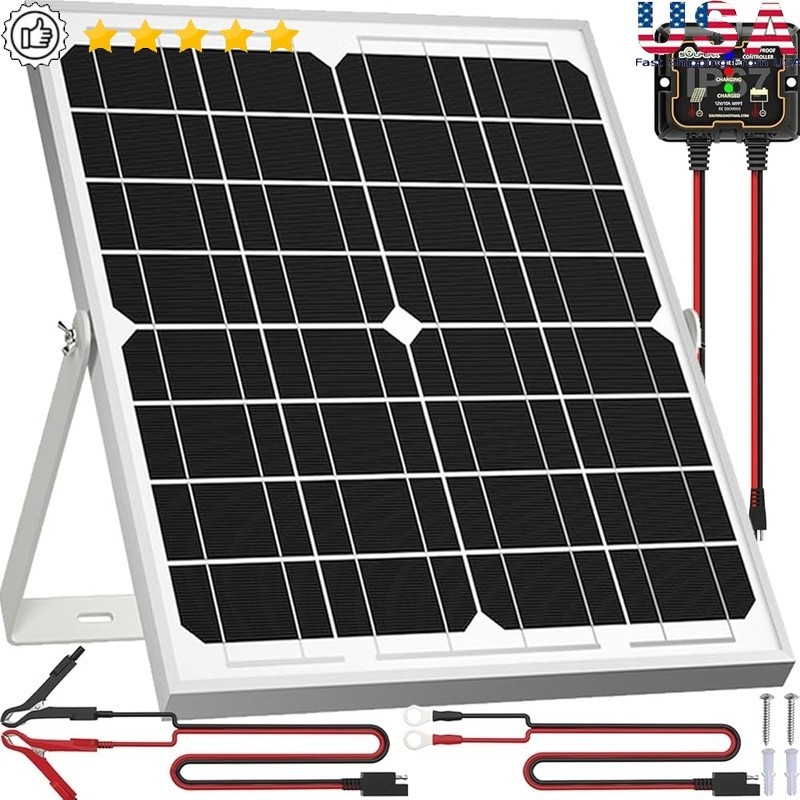 20W Monocrystalline Solar Panel 12V Charger Battery Waterproof Smart Controller