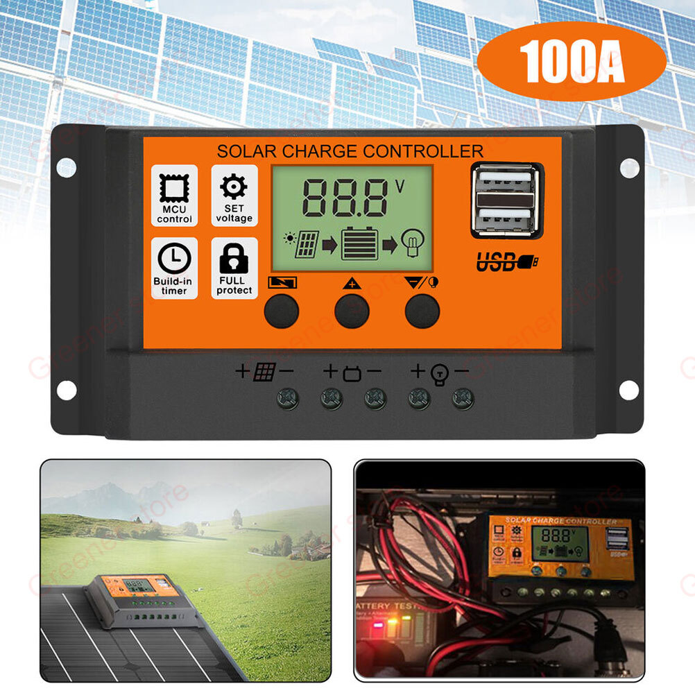 MPPT Solar Panel Regulator Charge Controller Auto Focus Tracking 30-100A 12V/24V