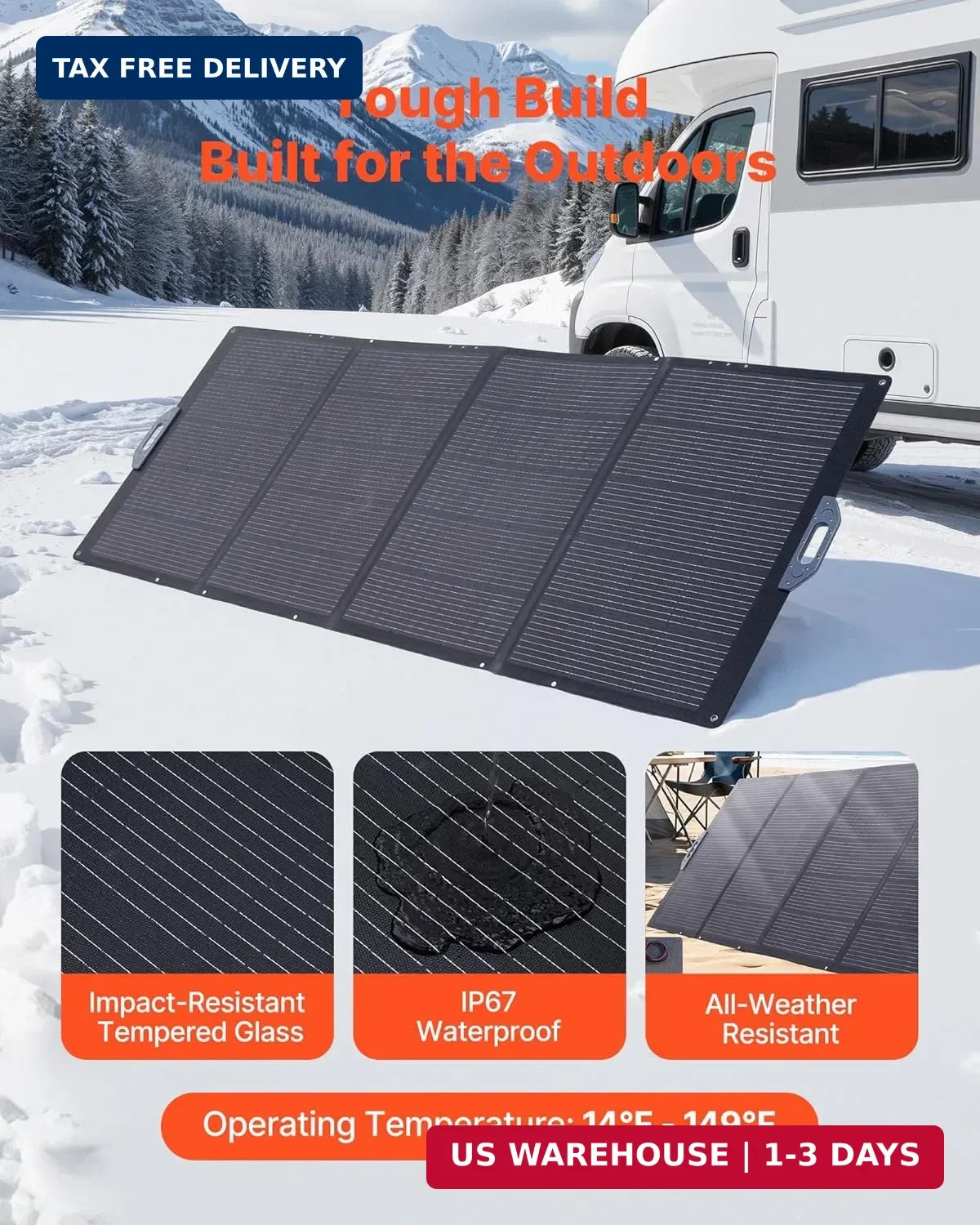 VEVOR 400W Foldable Solar Panel, 24% High-Efficiency Portable Monocrystalline So