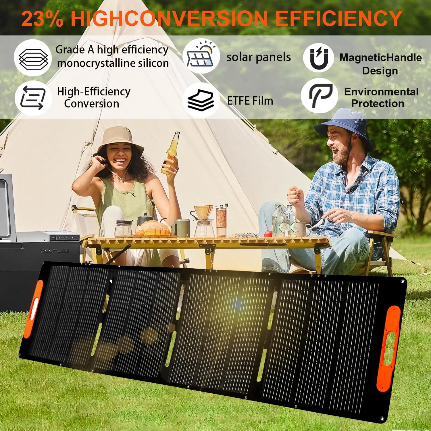 200W Portable Solar Panel for Power Station,25V Foldable Solar Panel Charger wit