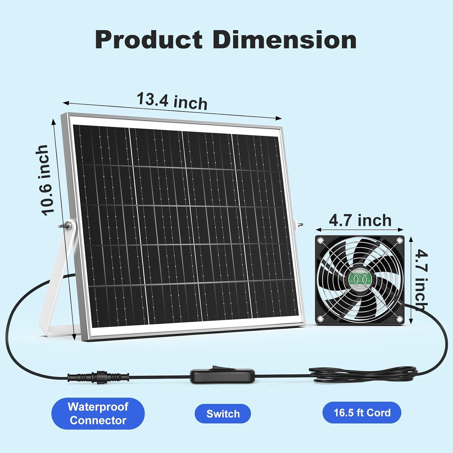 Solar Chicken Coop Fan 3 Kit, 25W Solar Powered Greenhouse Fan Outdoor Waterproo
