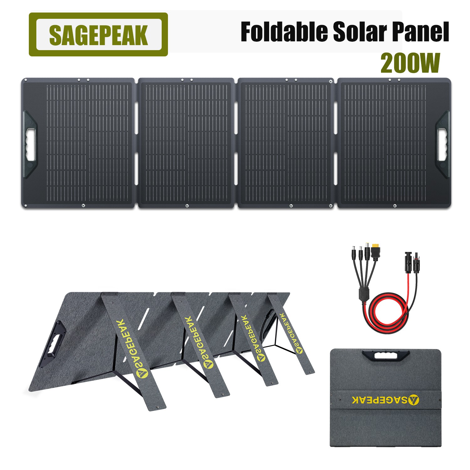 200W Portable Foldable Solar Panel for Emergency Home RV Van Off Grid Camping