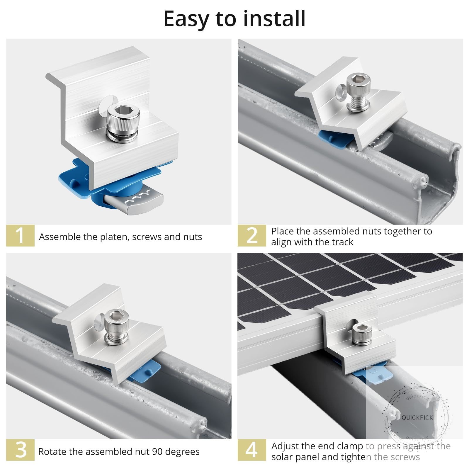 10pcs Solar Panel End Clamp for Standard Unistrut Aluminum 30mm/35mm Solar Panel