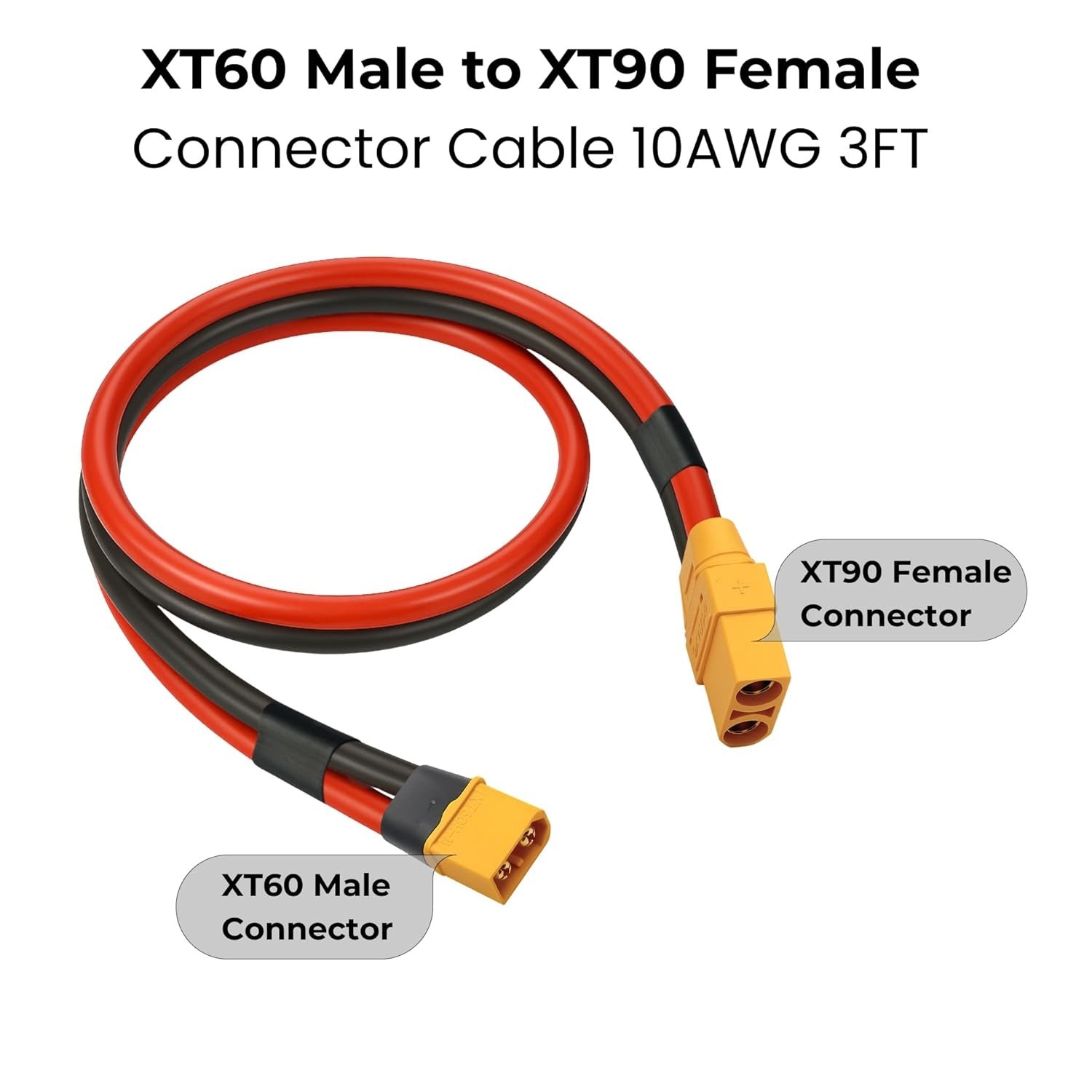 XT60 to XT90 Adapter Cable 10AWG 3FT, XT60 Male to XT90 Female Connector Sili…