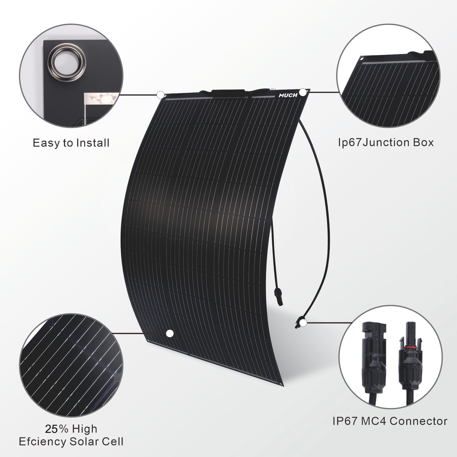 400W Mono Semi-flexible Solar Panel Kit For 12V/24V/48V Battery/RV/Car/Truck/Hom