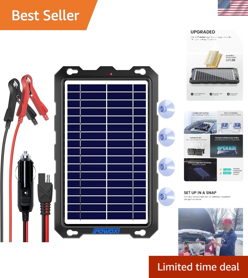 7.5W Solar Battery Charger with Intelligent Protection – Ideal for Cars & More