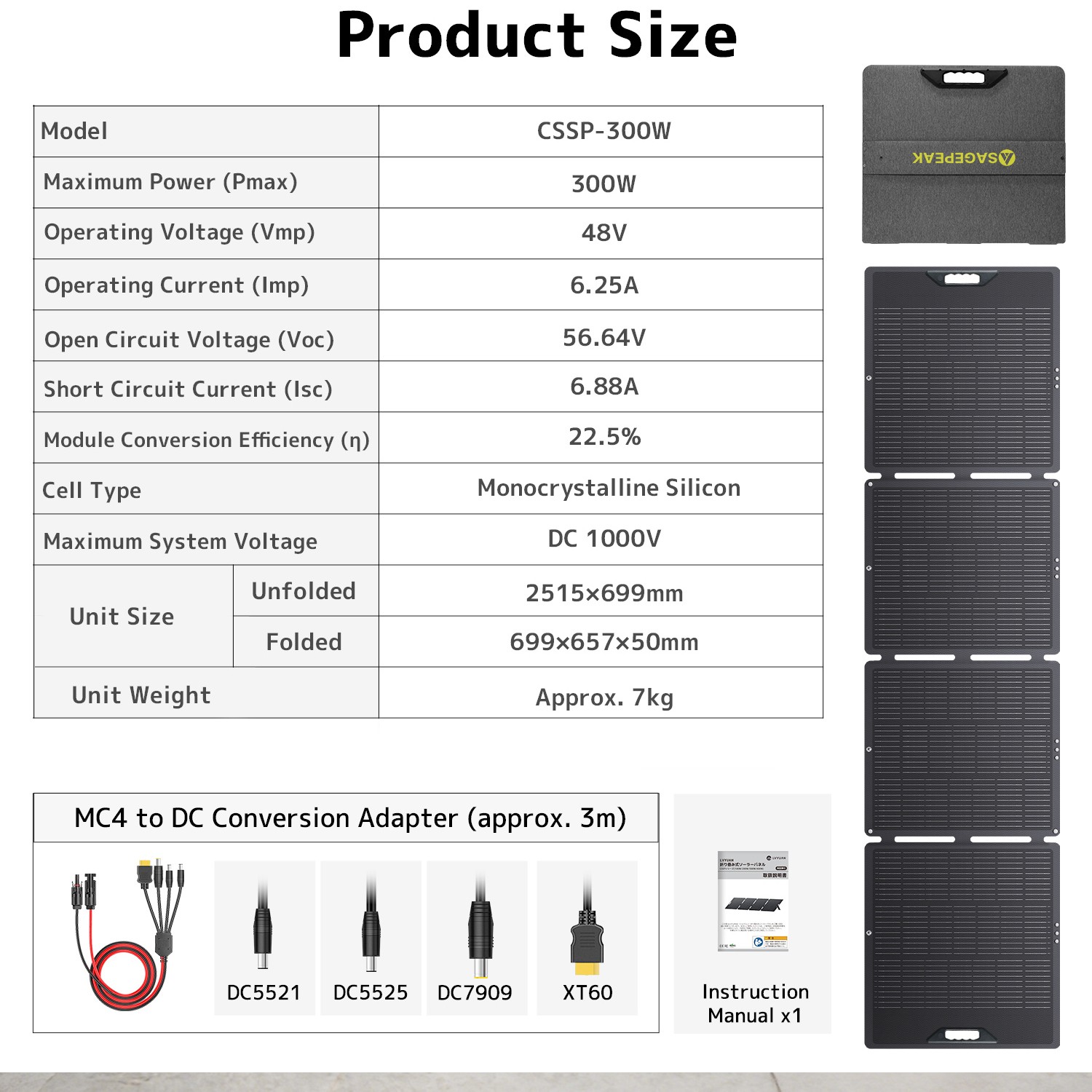 300W Portable Foldable Solar Panel for Emergency Home RV Van Off Grid Camping