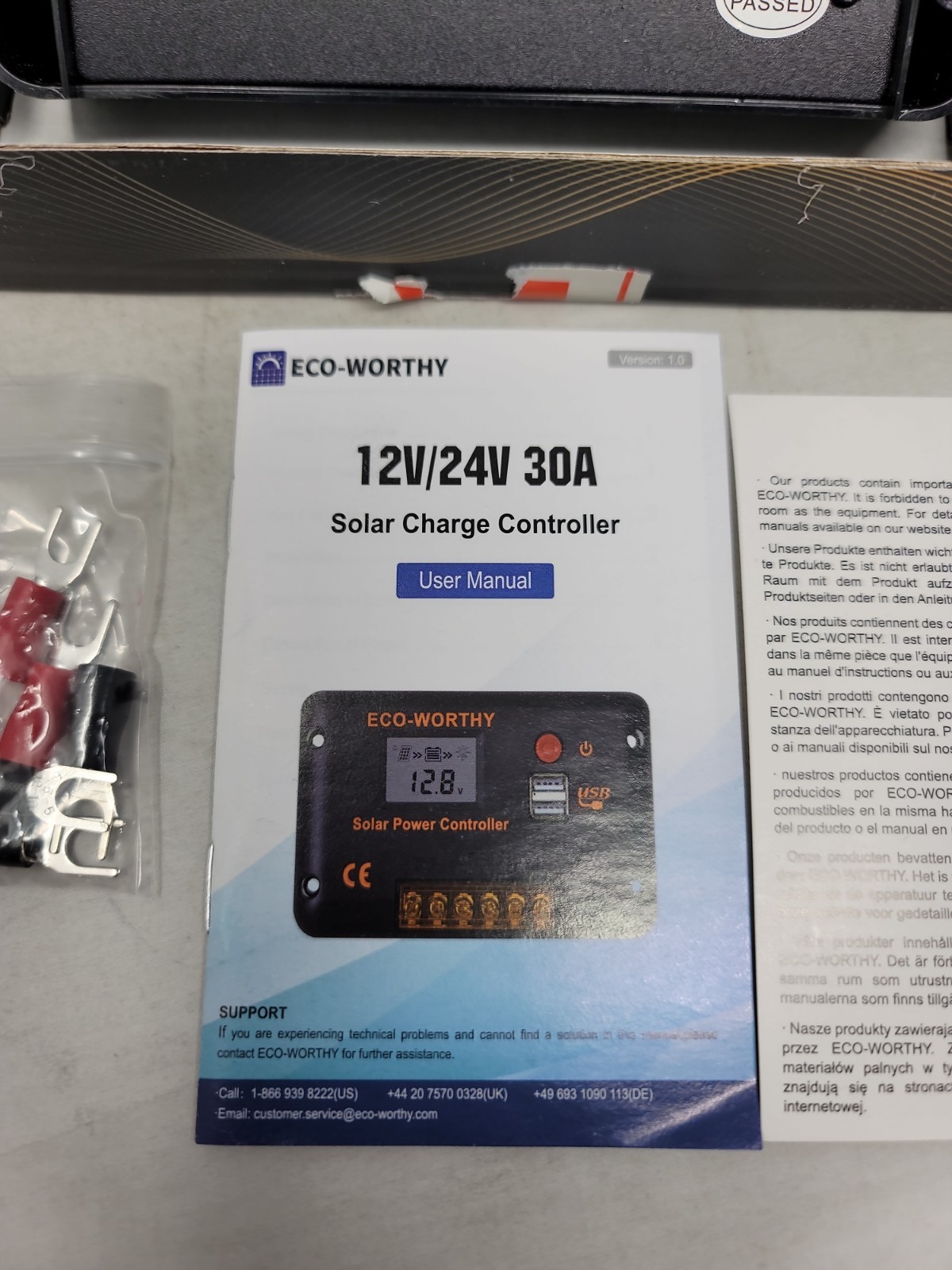 Eco-Worthy 12V/24V Solar Charge Controller #EW1907-30A.Brand New in Box.FREESHIP