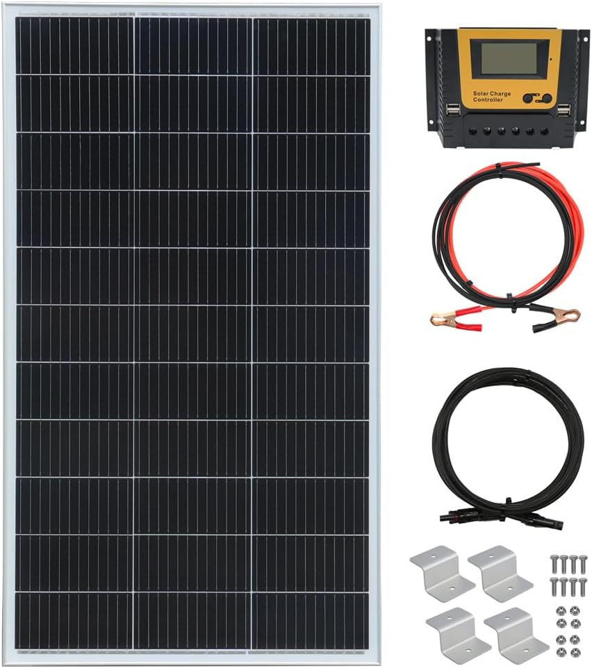 150 Watt 12Volt Solar Panel Kit Monocrystalline Module 20A Charge Controller for
