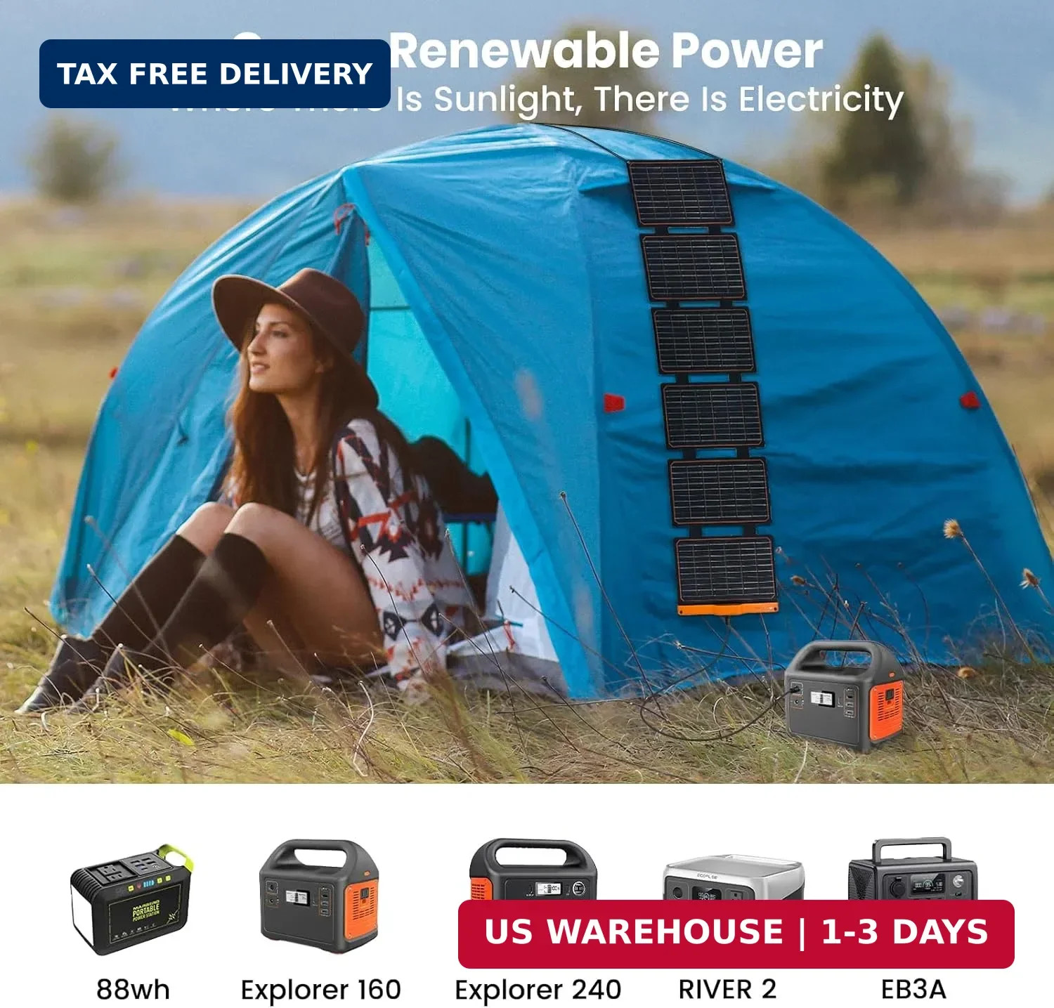 FlexSolar 60W Portable Solar Panels Chargers with PD3.0 USB-C,QC3.0 USB-A and DC