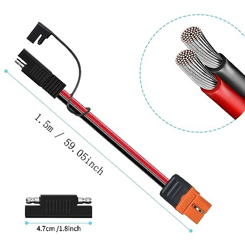 XT60i to SAE Adapter 10AWG Solar Charging Cable XT60i-F Extension Cable with