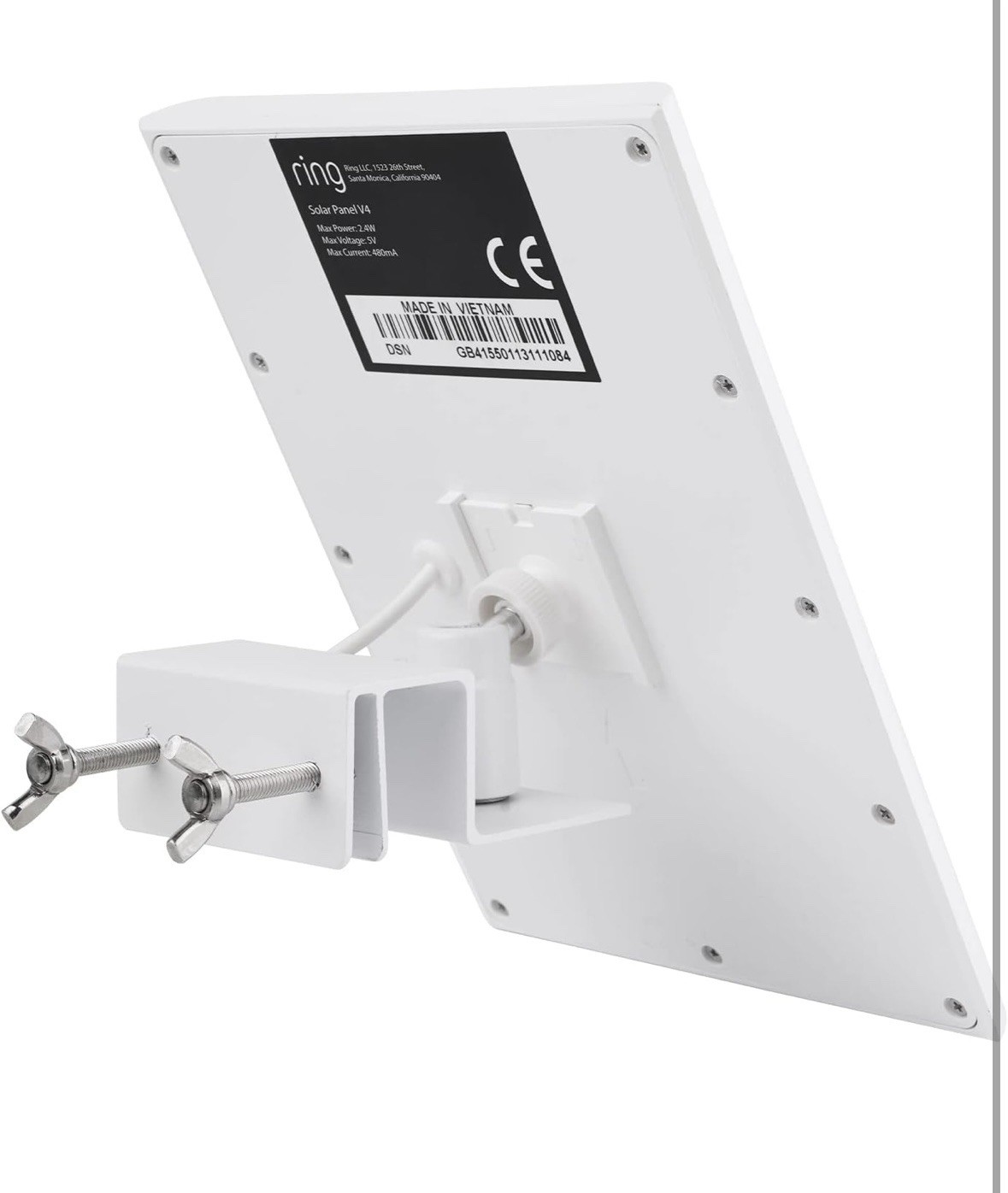 Adjustable Solar Panel Gutter Mount for Ring -Easy Install Weatherproof Aluminum