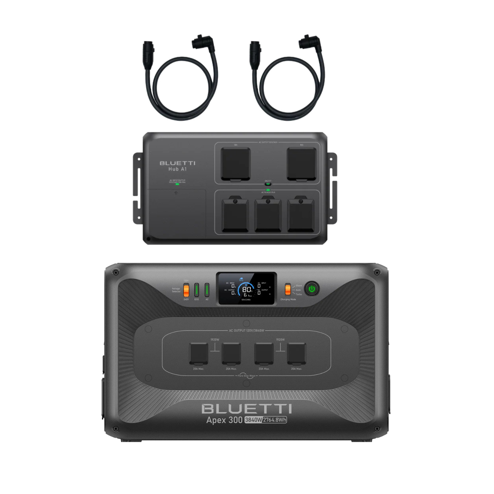 BLUETTI Apex 300 Power Station + Hub A1 With QTY 2 Parallel Connection Cables