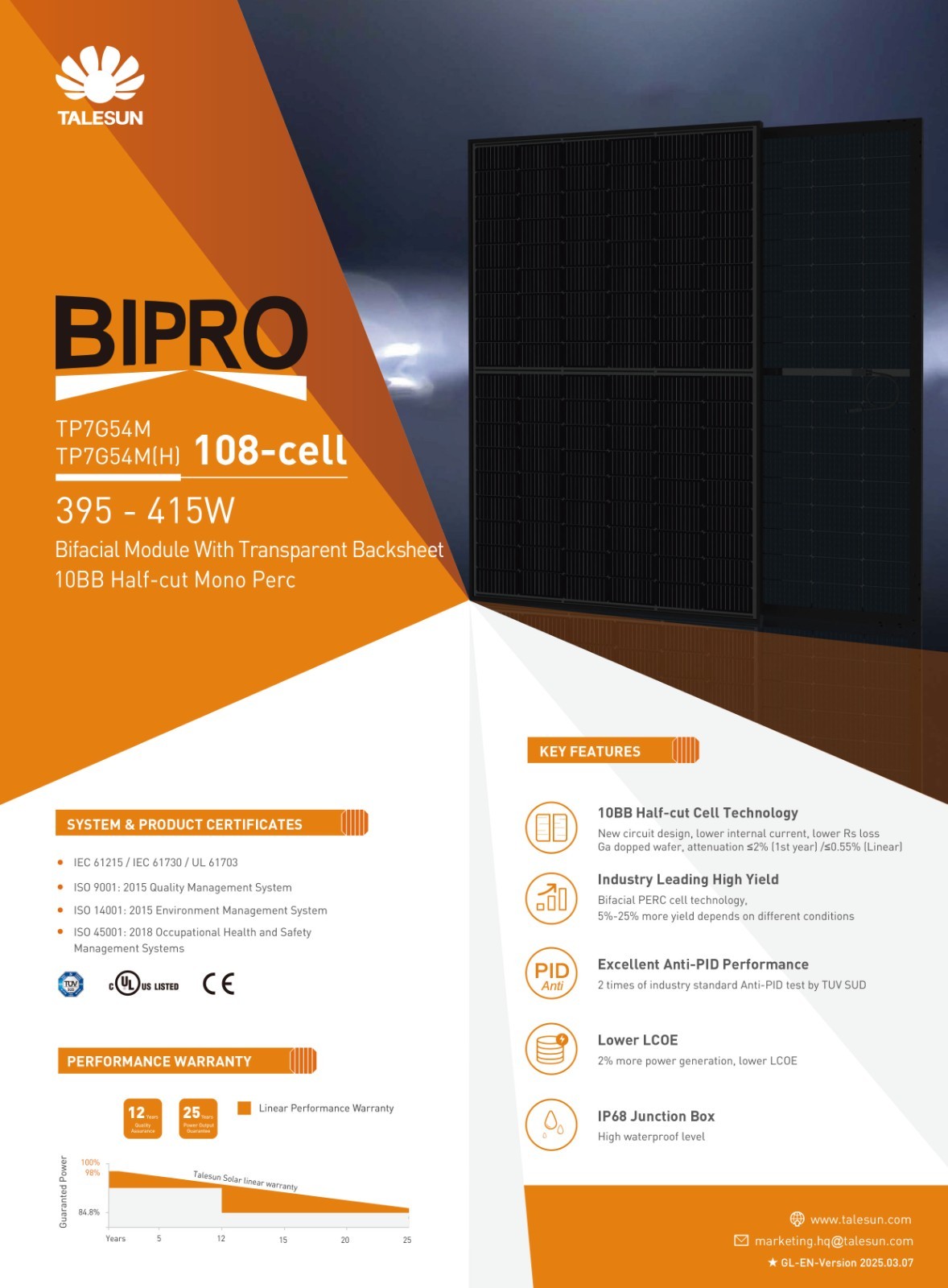 Grid-Tie Solar Kit with Talesun 415W Models, Fox ESS Inverter, Tigo optimizer