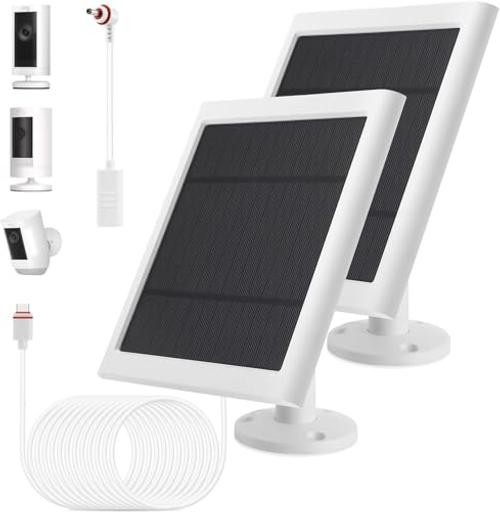 IP65 Solar Panel Outdoor for Ring Cameras () Spotlight Cam Plus/Pro White 2P