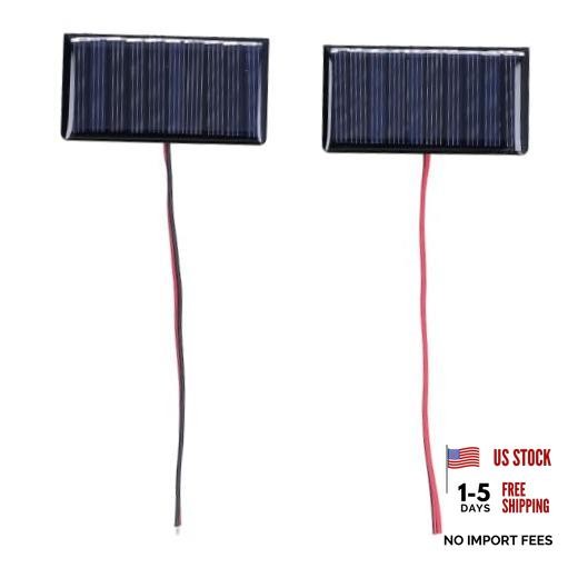 2Pcs Solar Panel Module 5V 0.3W Polysilicon Mini Solar Cells with Wires for