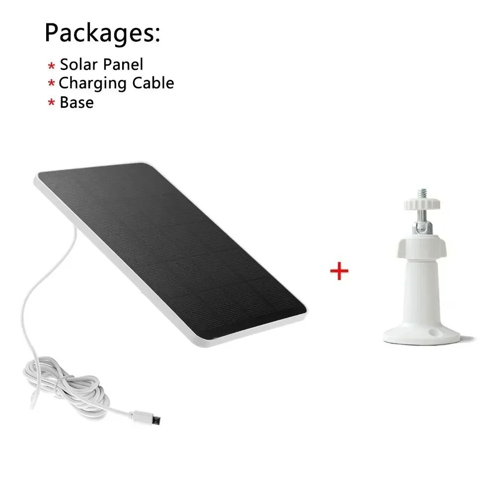 3W Solar Panel USB Type-C Waterproof Charger for Security Camera Doorbell