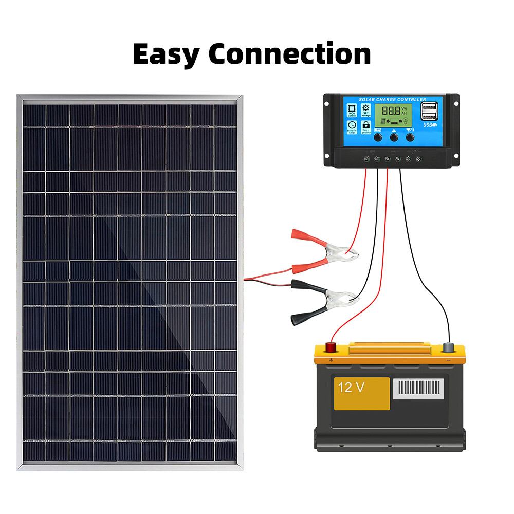 30W Solar Battery Trickle Charger Solar Panel Maintainer 100A Controller for RV
