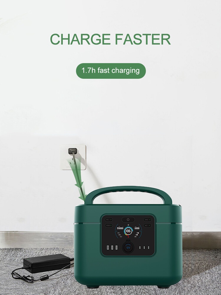 Portable Outdoor Power Bank 1200w Sine Wave Support Solar Charging