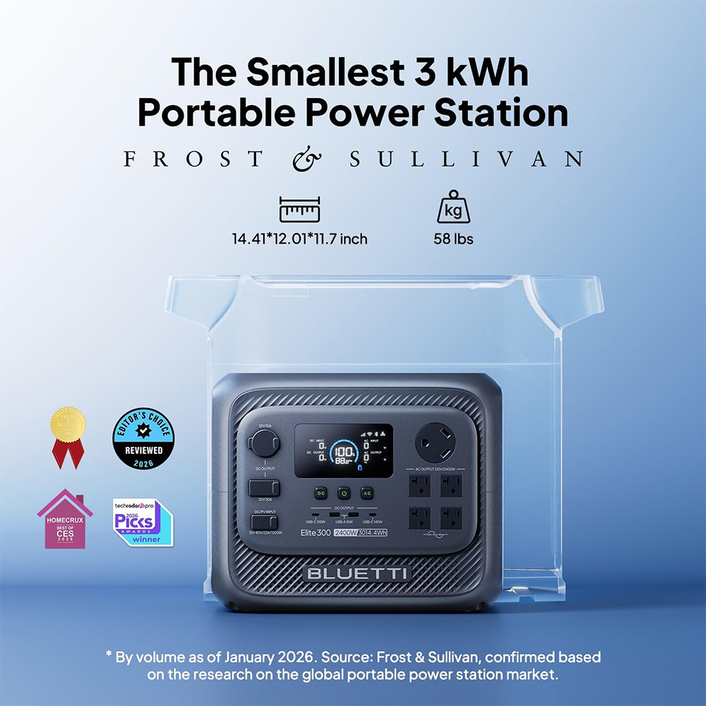 BLUETTI Elite 300 2400W 3014.4Wh Power Station+2*200W Solar Panel Kit for Backup