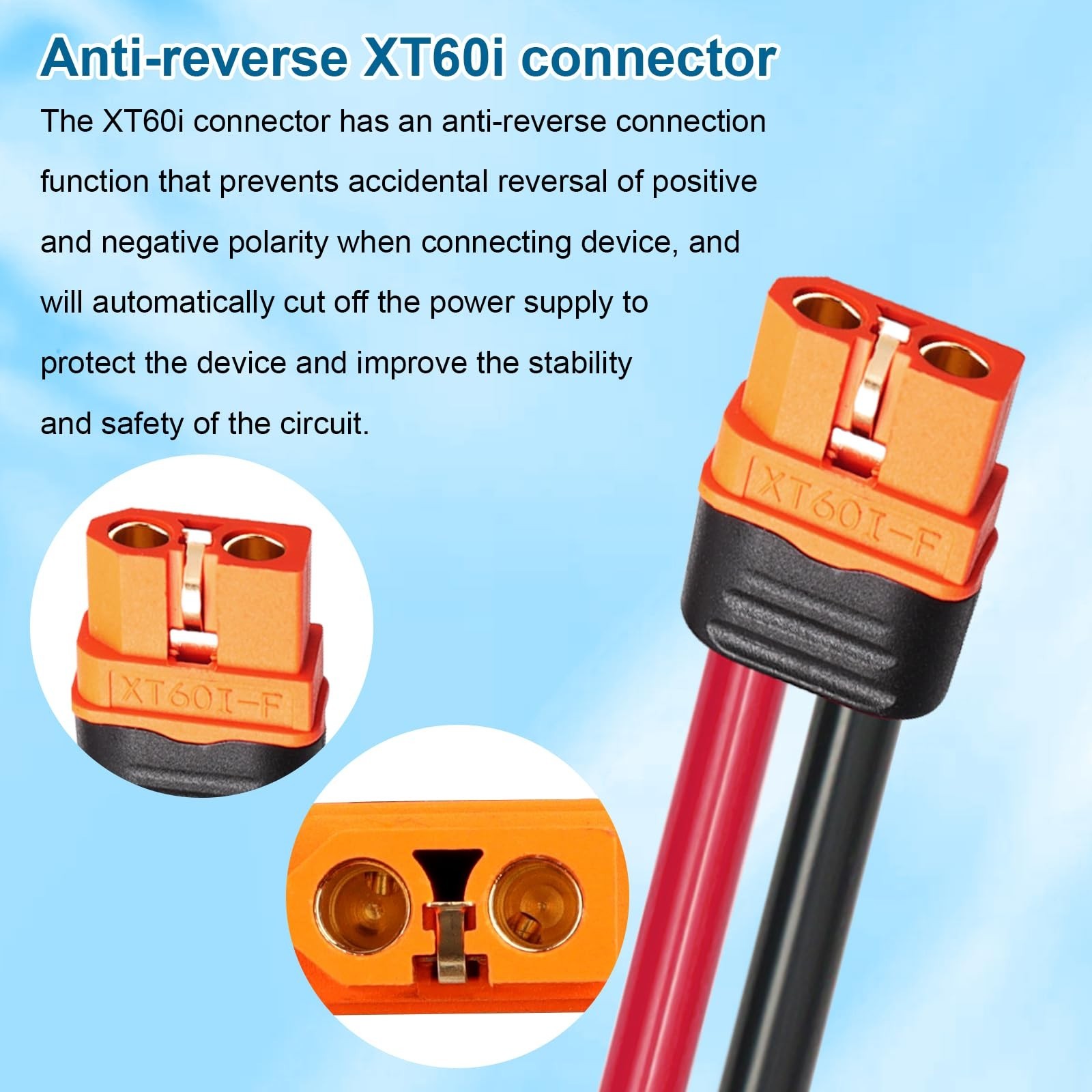 25FT Solar Panel XT60i Extension Cable 10AWG Adapter Connector for Power Station