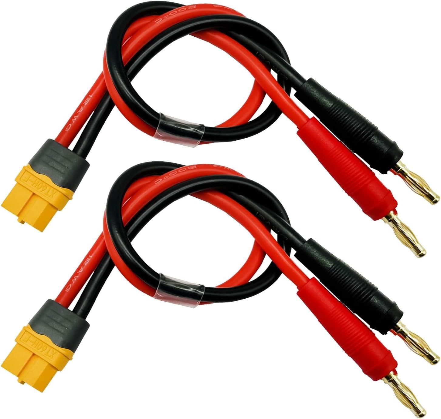 Heat Resistant 30cm XT60H to Banana Plug Cables for Reliable RC Charging