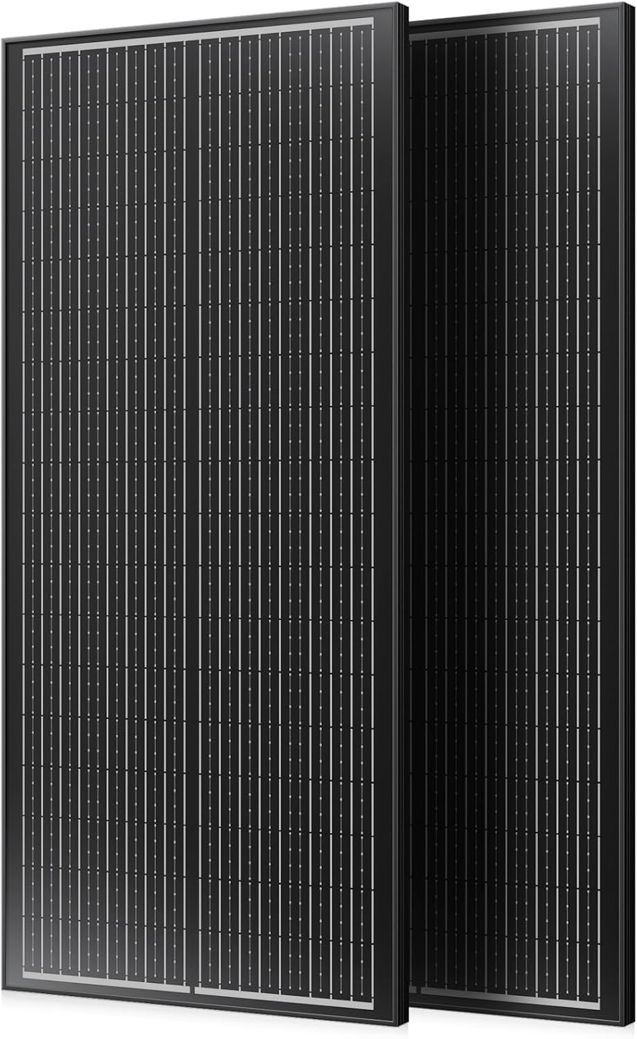 18BB 200W Solar Panel, 2Pcs N-Type 12V/24V 100 Watt Solar Panels, 25% High Effic