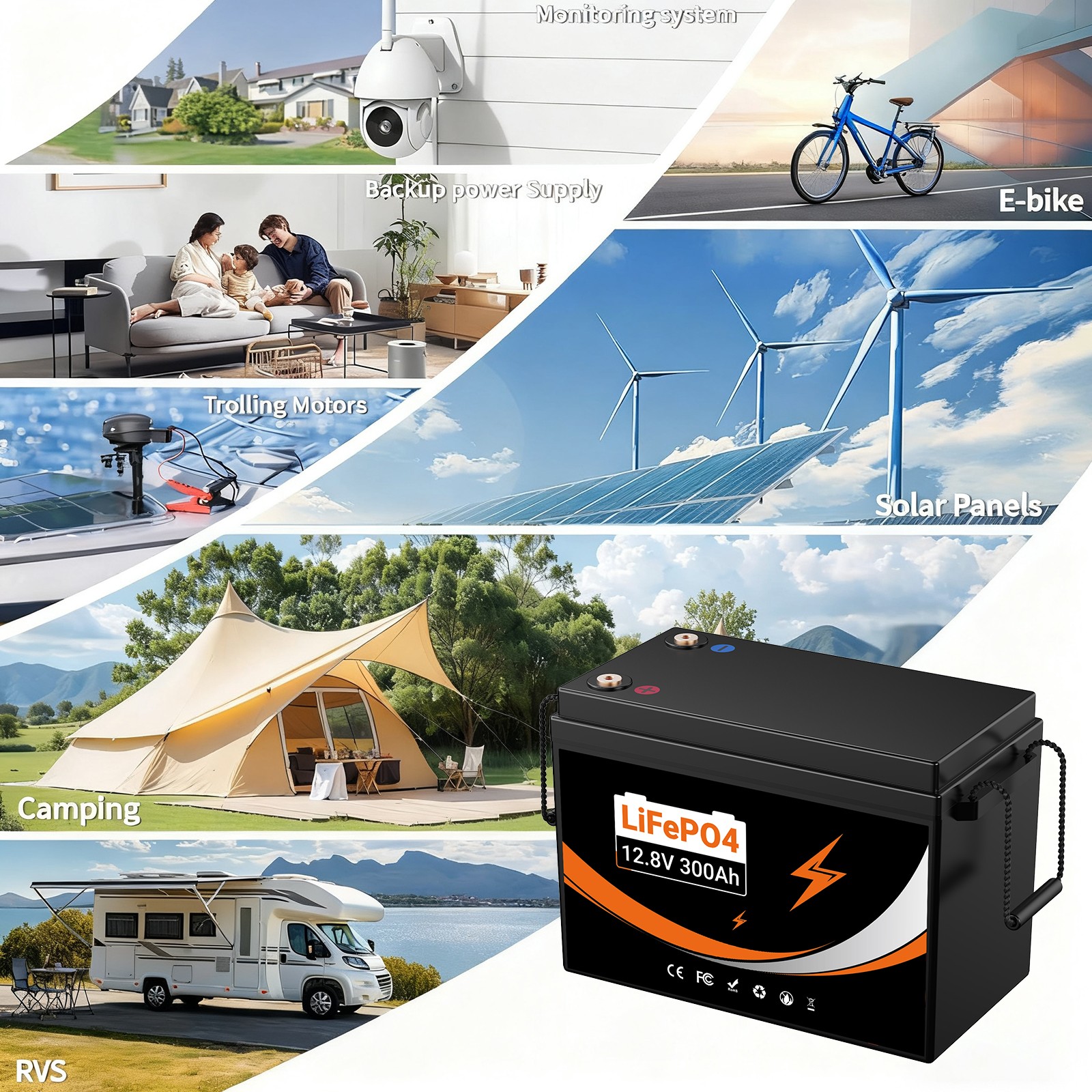 12V 300Ah LiFePO4 Battery 4000+ Deep Cycles 3840Wh 200A BMS for RV OffGrid Solar