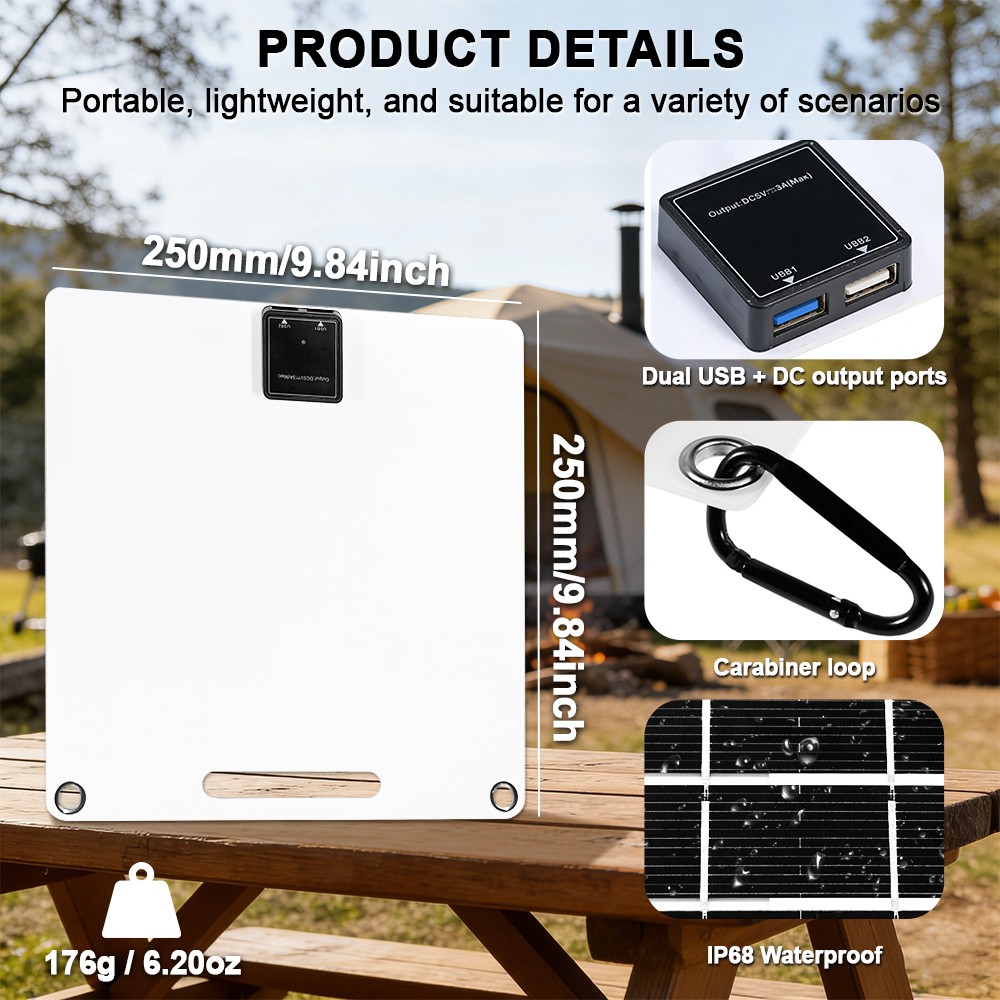 50W Flexible Solar Panel USB Output Phone Power Bank Outdoor RV Emergency Use