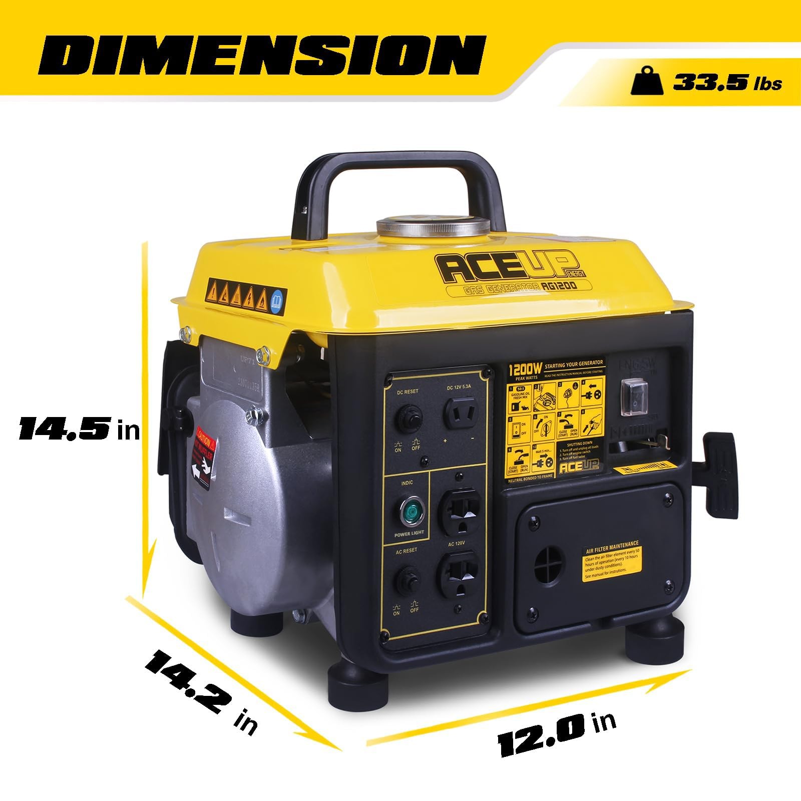 1,200W Gas Powered Generator, Small Portable Generator for Home Use Ultraligh…