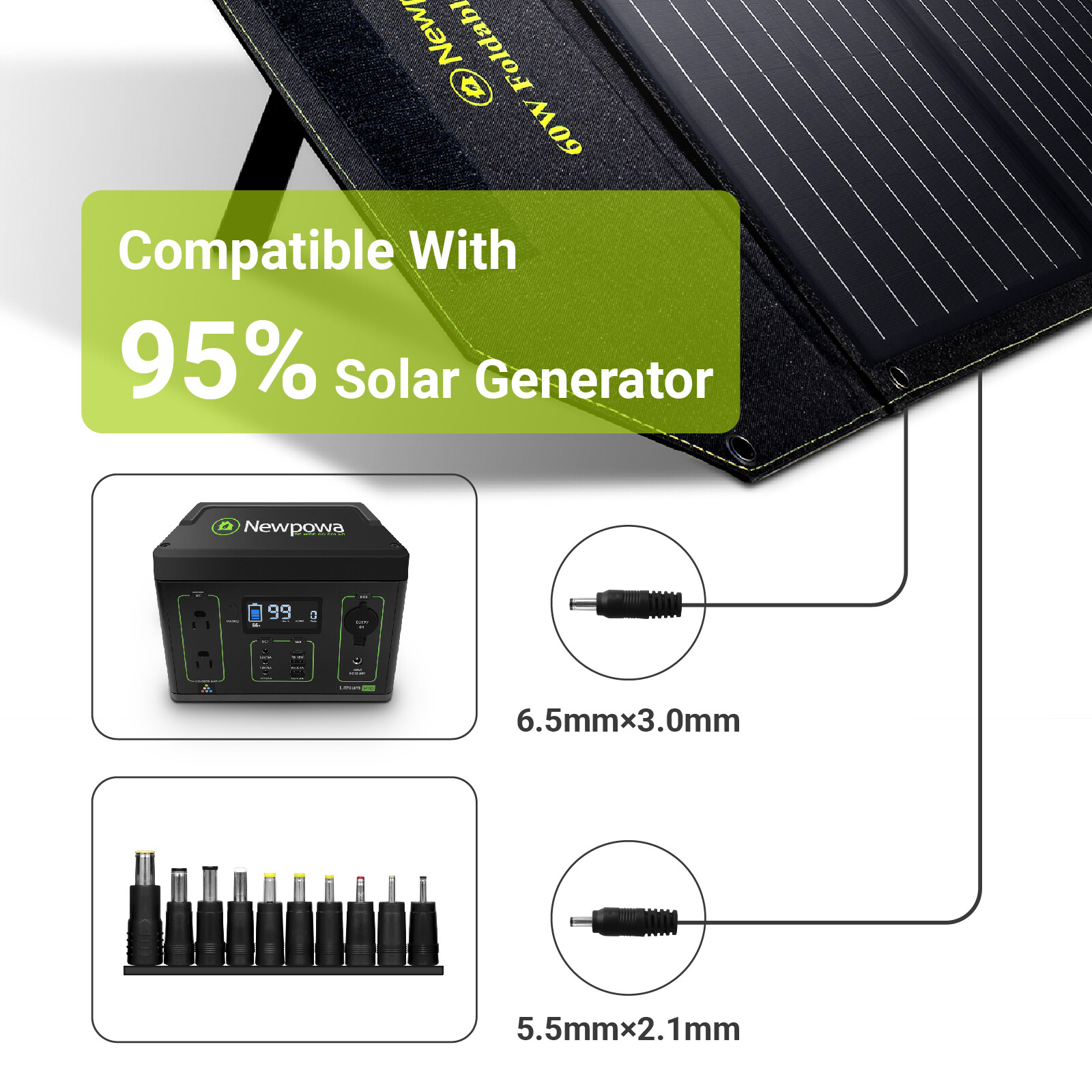 Newpowa 60W Watt 12V Portable Solar Panel Compatible With Normal Solar Generator