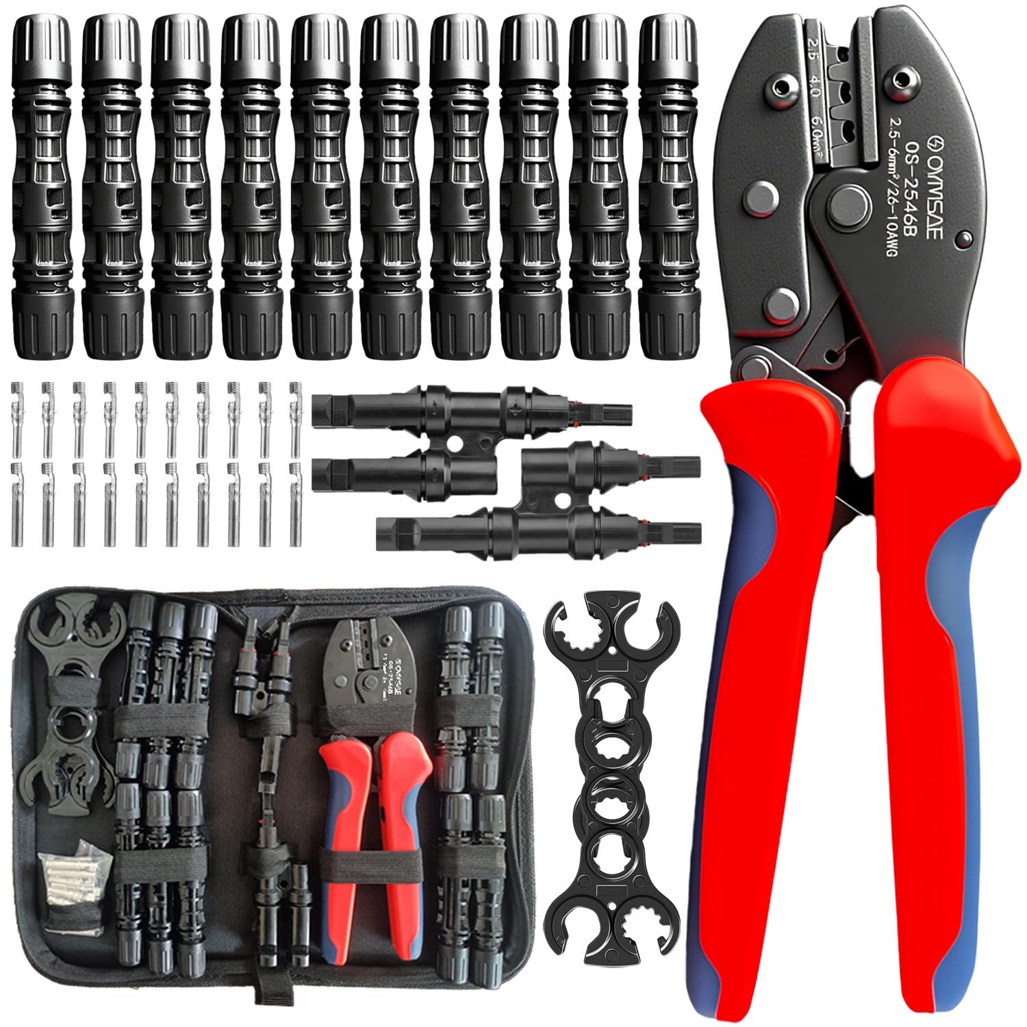 Solar Crimper Tool Kit with Y Connector – 24 PCS Solar Tools for PV MC4 Conne…