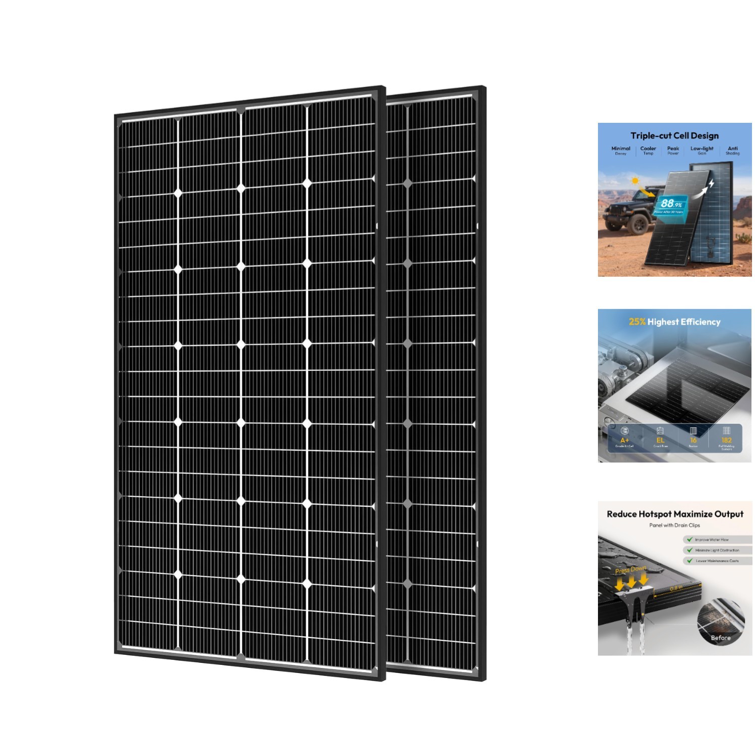 Advanced 400W Solar Panel Set – Bifacial N-Type 200W Modules for Homes & RVs