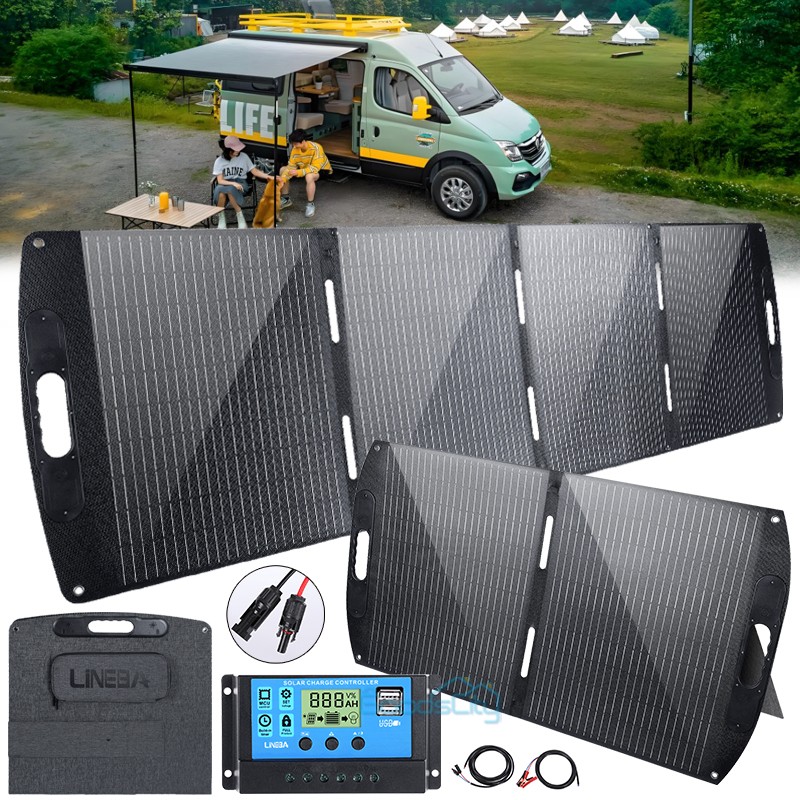 2025 NEW Solar Panel 100W 200W Foldable Solar Charger Waterproof w/ Controller