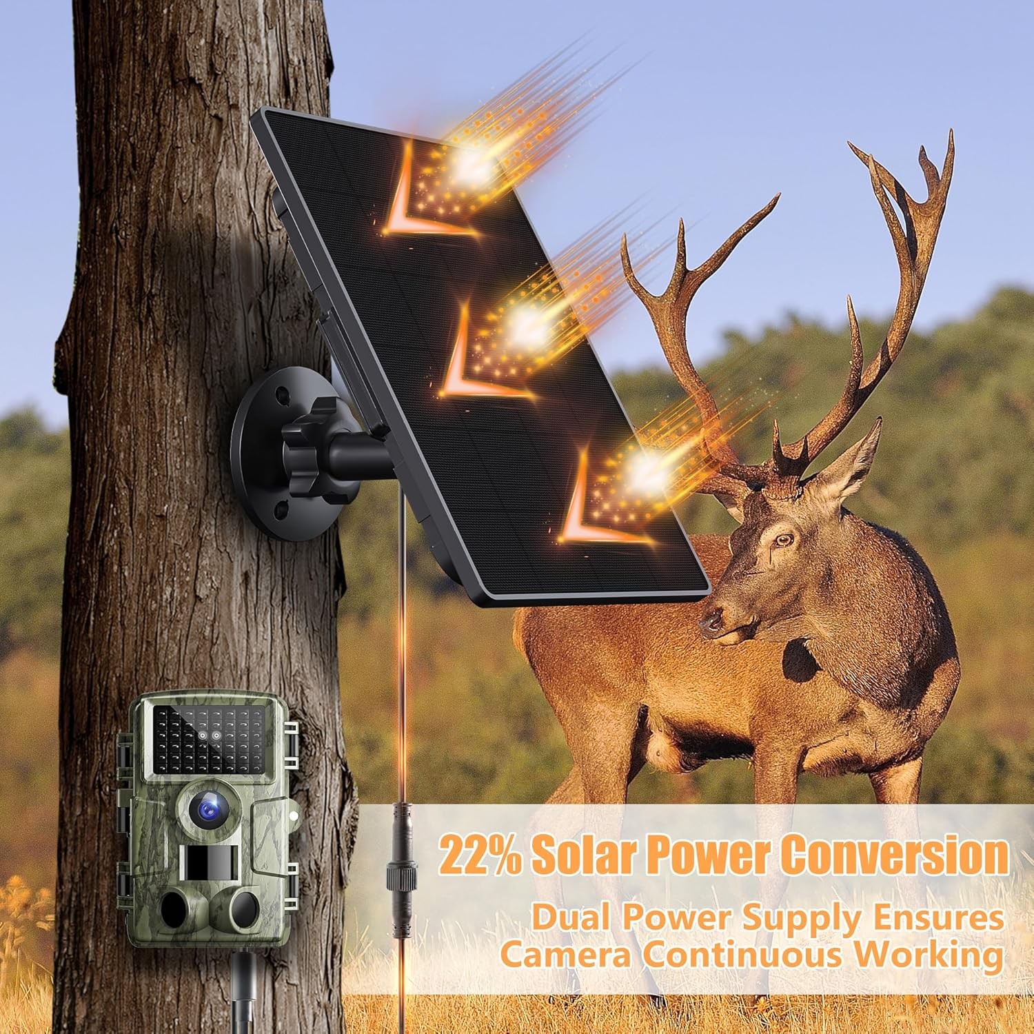 Trail Camera Solar Panel,6W Solar Battery Charger Kit 6V/2A 9V/1.5A 12V/1A W/